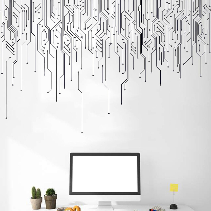 Office Technologies - Computer IT Decor,Circuit Board Wall Decal,